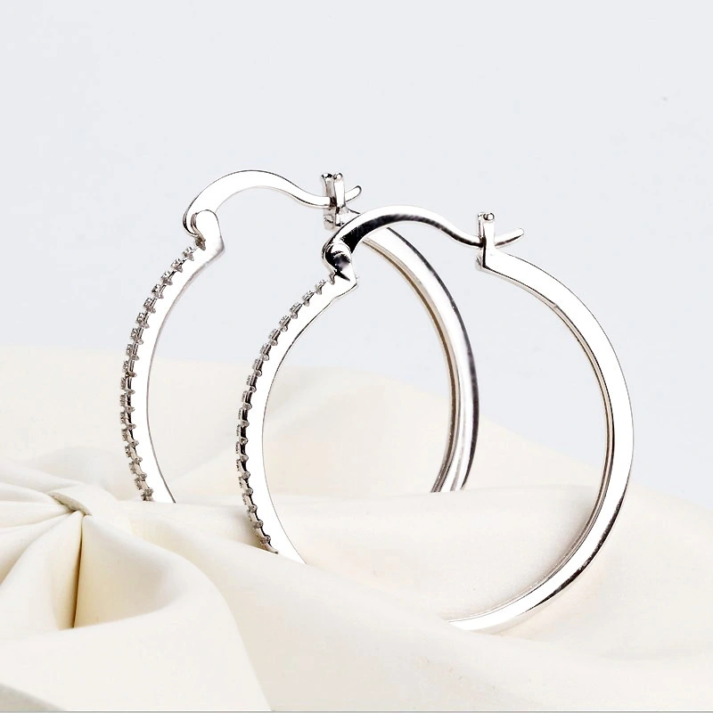  Large circle inlaid zircon earrings European and American hot selling fashionable temperament ear clips shiny female earrings