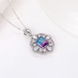 New exquisite hollow flower colored gemstone necklace luxury women's zircon pendant O chain