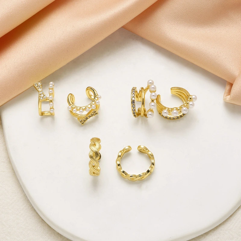 AS real shot European and American hot selling gold-plated pearl C-shaped ear bone clip earrings earrings era070 ear cuff