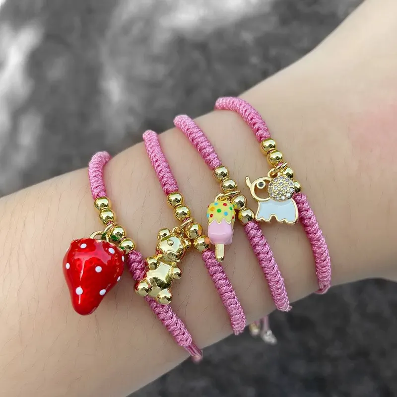 AS jewelry European and American new strawberry bear elephant bracelet female gold-plated adjustable hand rope brh82