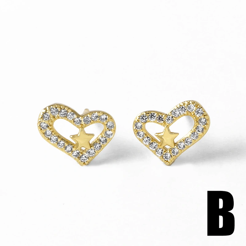 AS jewelry love smile earrings female versatile gold-plated zircon star earrings eru02