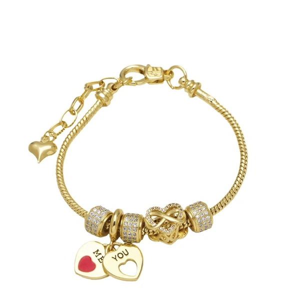 Clearance jewelry Europe and the United States hot selling pearl bracelet gold-plated full zircon boy girl love bracelet brb88