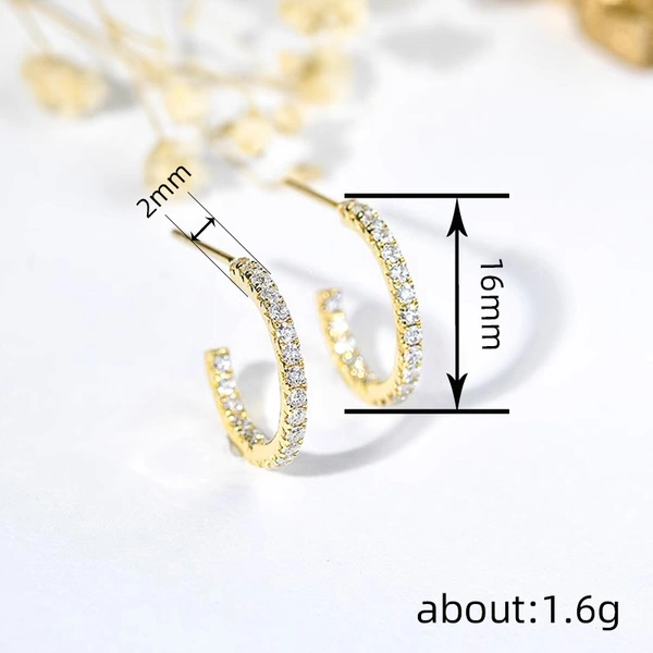  European and Korean commuter full inlaid exquisite earrings for women simple hoop design earrings fashionable zircon daily accessories