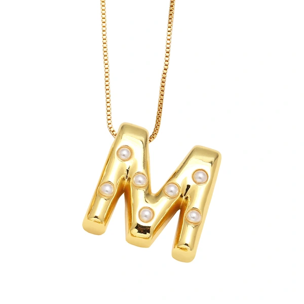 AS jewelry European and American 26 English letters pendant necklace female pearl gold-plated clavicle chain nka058