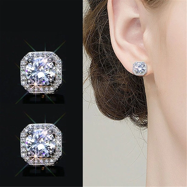  Niche temperament colorful geometric earrings for women colorful popular zircon earrings daily matching shiny jewelry