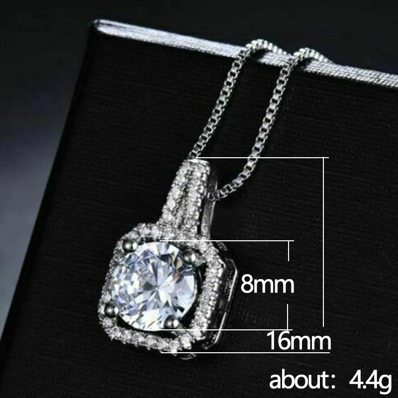 New Korean style simple ladies short clavicle chain square diamond zircon pendant necklace