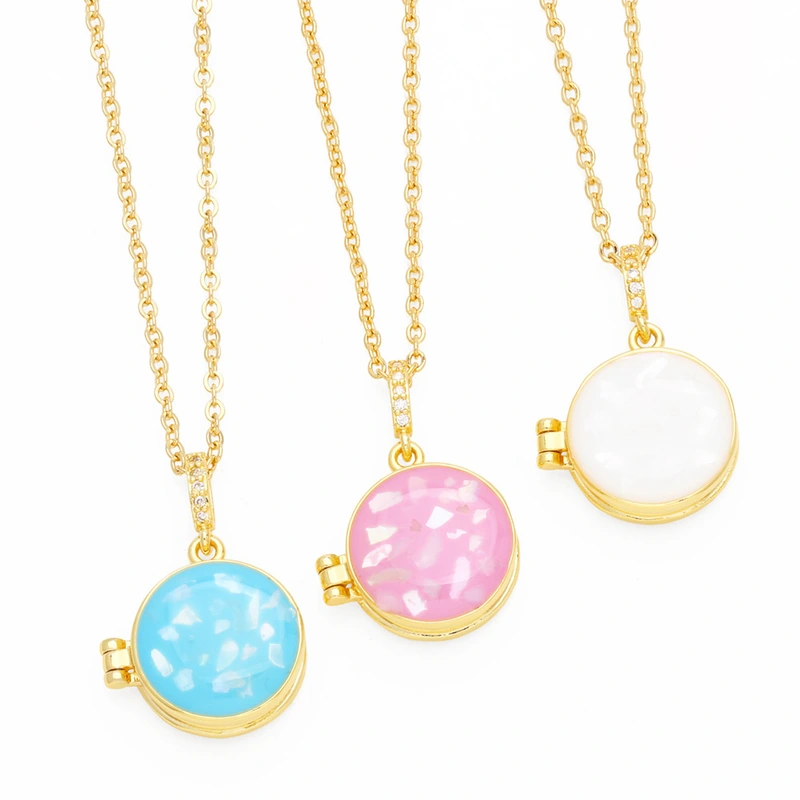 Virgin Mary round heart-shaped photo box necklace can be opened to hold photos geometric photo box necklace wholesale nku36