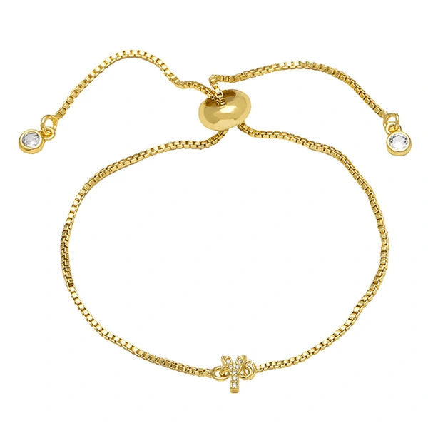 AS jewelry full zirconium 26 English letters bracelet copper plated real gold adjustment jewelry brm62