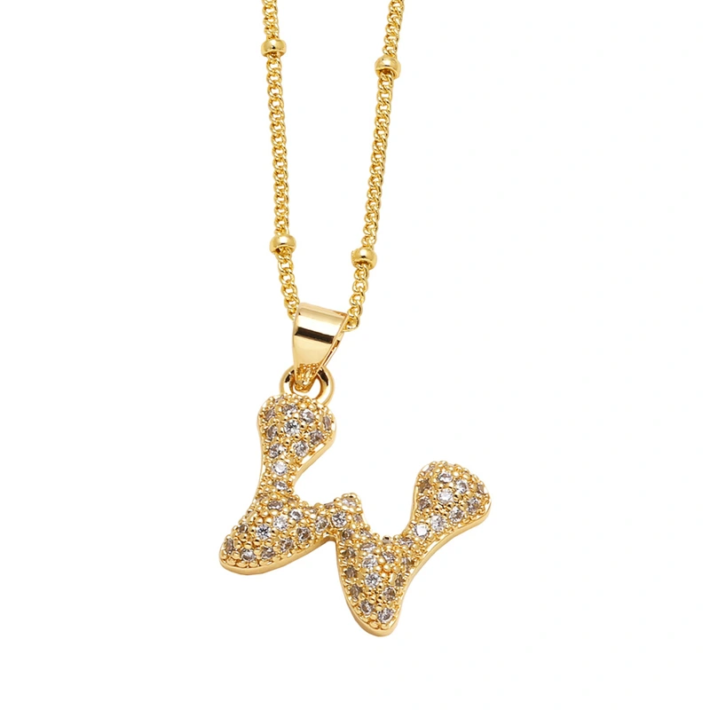 AS jewelry European and American new 26 English letters pendant necklace copper plated 18k gold clavicle chain nkb327