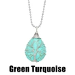 Hot selling teardrop-shaped necklace tree of life winding pendant amethyst turquoise agate pendant nkb637