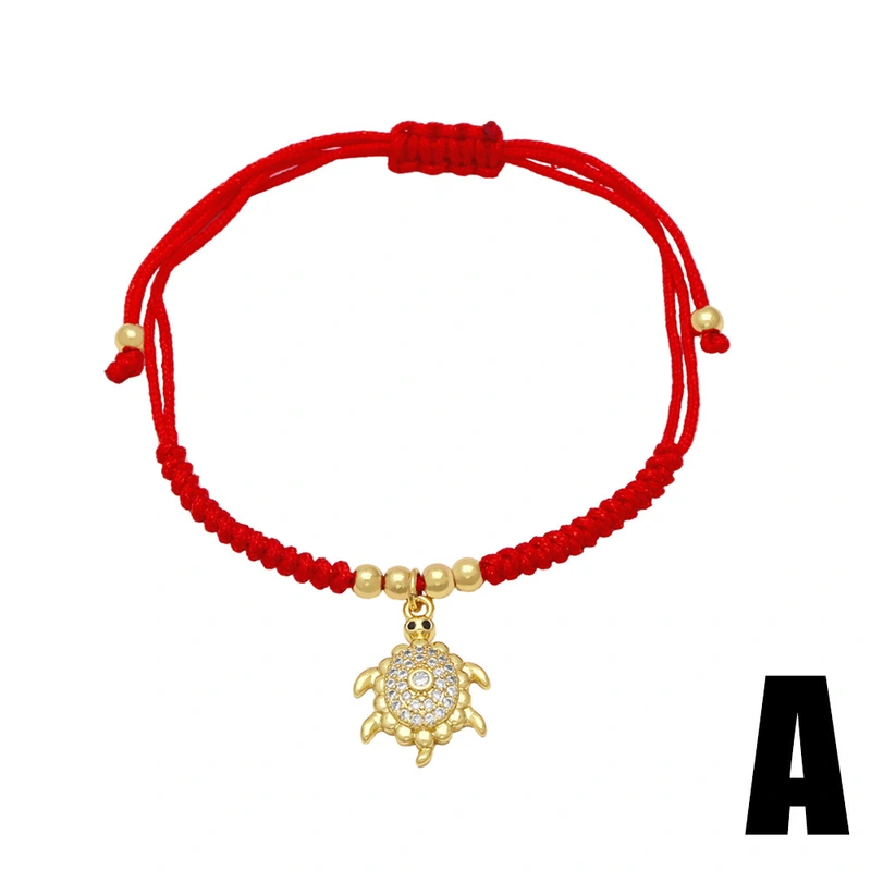 AS jewelry European and American turtle pendant red rope bracelet female gold-plated zircon braided bracelet brj25