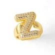 AS jewelry 26 English letters ring female gold-plated full zircon open ring rih31