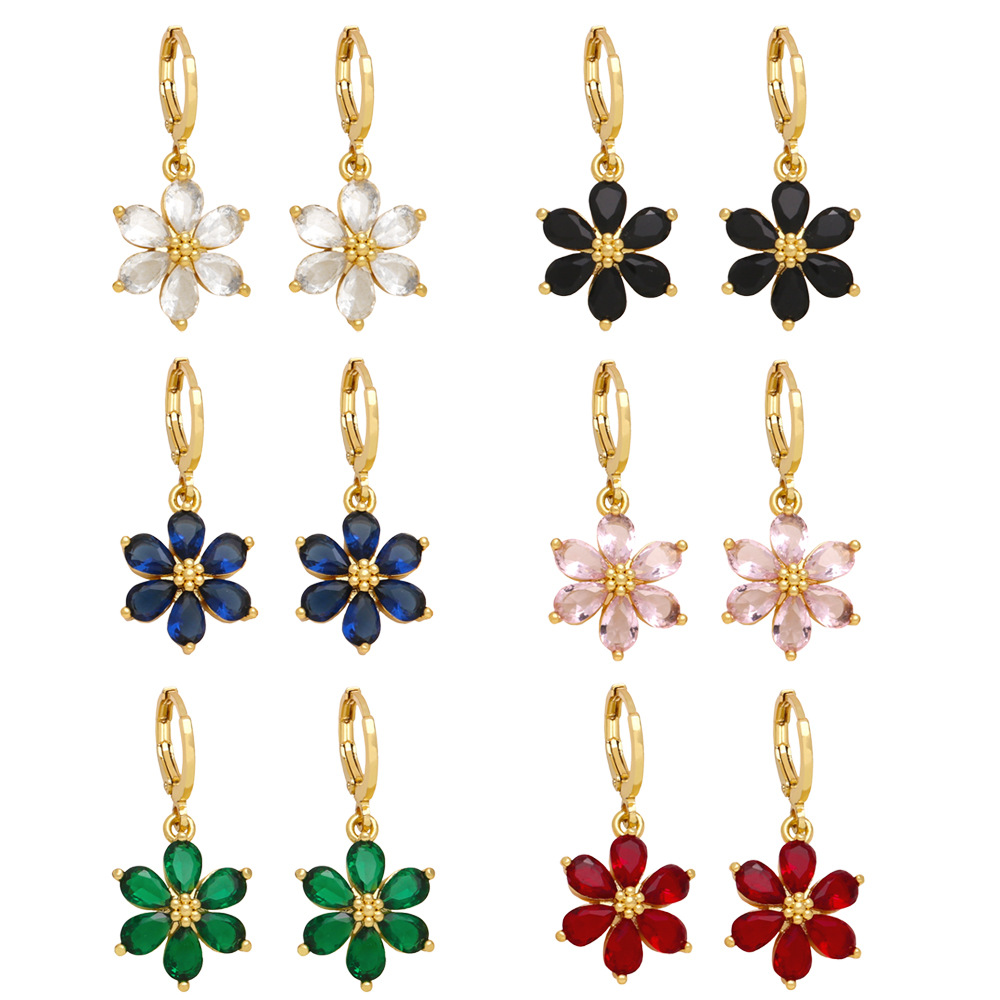 European and American new simple zircon flower earrings women's light luxury high-end earrings niche Internet celebrity earrings ert19