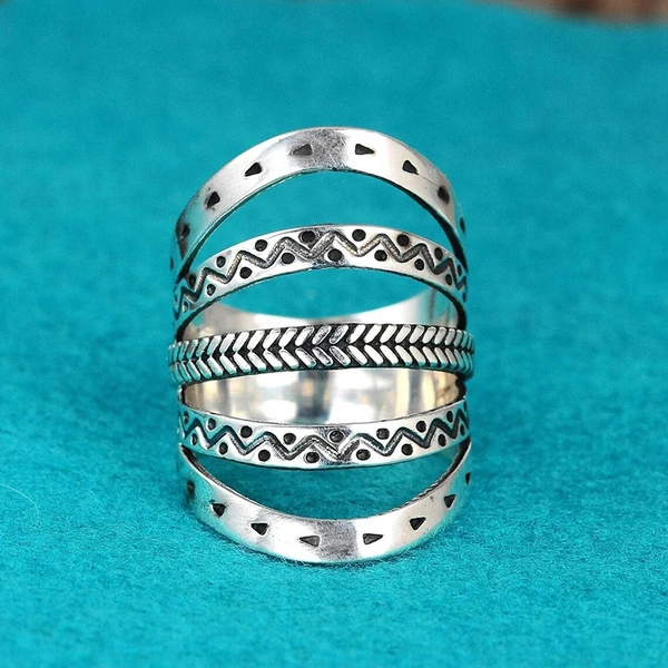 Metal electroplated ring for women, multi-layer geometric design, old-fashioned ring, fashionable niche single ring