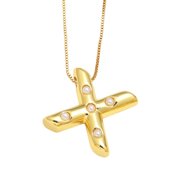 AS jewelry European and American 26 English letters pendant necklace female pearl gold-plated clavicle chain nka058