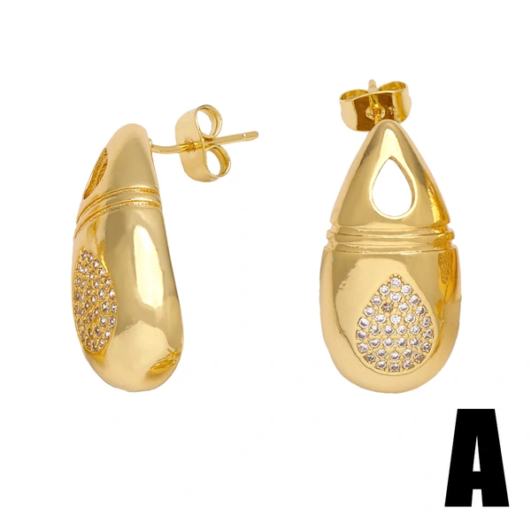 European and American fashion love water drop earrings niche light luxury inlaid zircon gold-plated earrings wholesale erw21