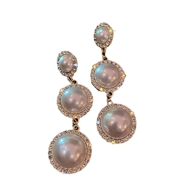High-end imitation pearl earrings, exaggerated temperament, high-end long atmospheric earrings, evening dress earrings