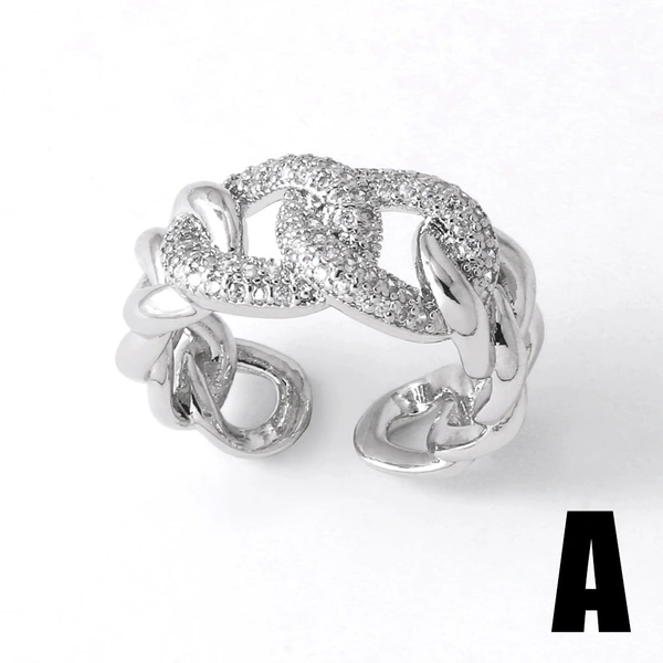 Clearance AS jewelry round irregular open ring female gold-plated zircon ring rih22