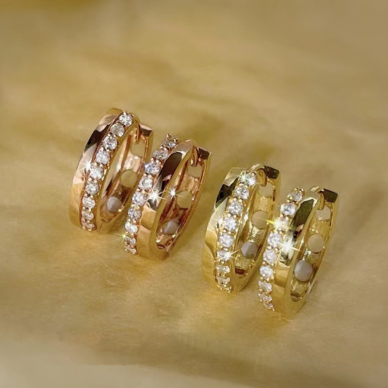  Korean style super flash fashion micro inlaid earrings light luxury high-end earrings exquisite versatile small earrings