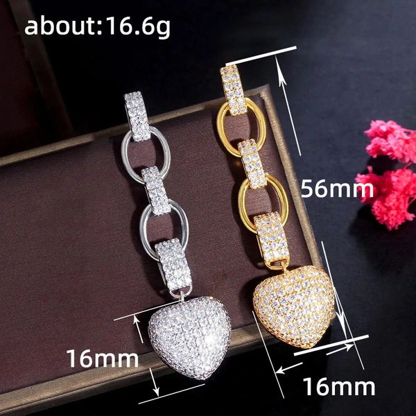 Hot selling pendants with heart-shaped earrings for women, similar to those worn by Japanese and Korean stars, inlaid with heart-shaped French jewelry