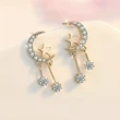 Korean style moon zircon earrings sweet star tassel earrings make your face look thinner