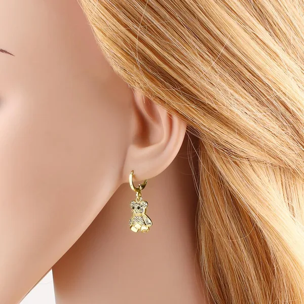 AS jewelry European and American simple fashion copper plated real gold animal bear elephant earrings ear buckle earrings era061