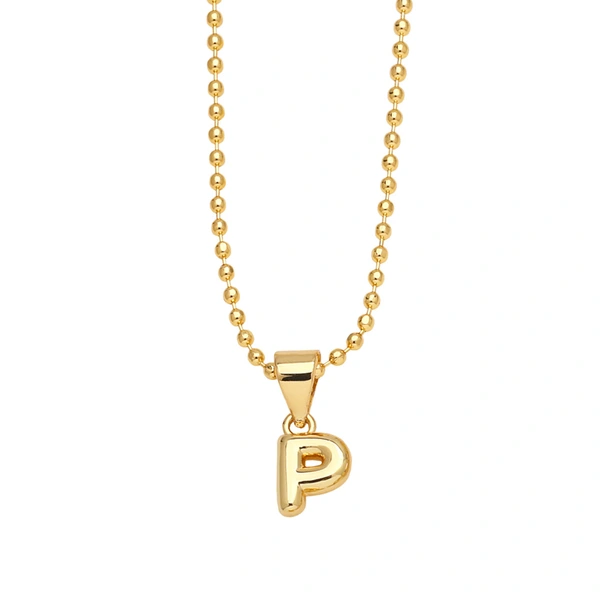 Hot sale 26 letters necklace female copper plated real gold polished letter pendant clavicle chain nkq67