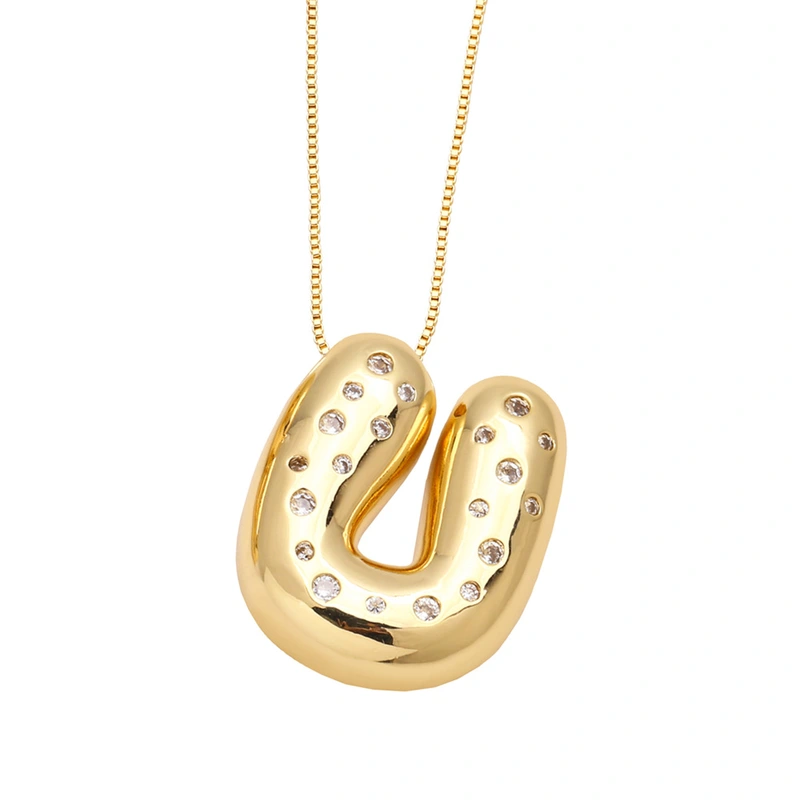 AS jewelry fat English letter necklace female gold-plated zircon clavicle chain nkb241