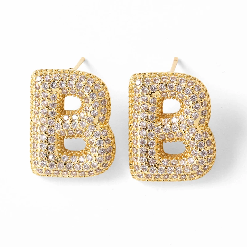 AS jewelry hot selling 26 English letters earrings gold-plated full zircon earrings female era009