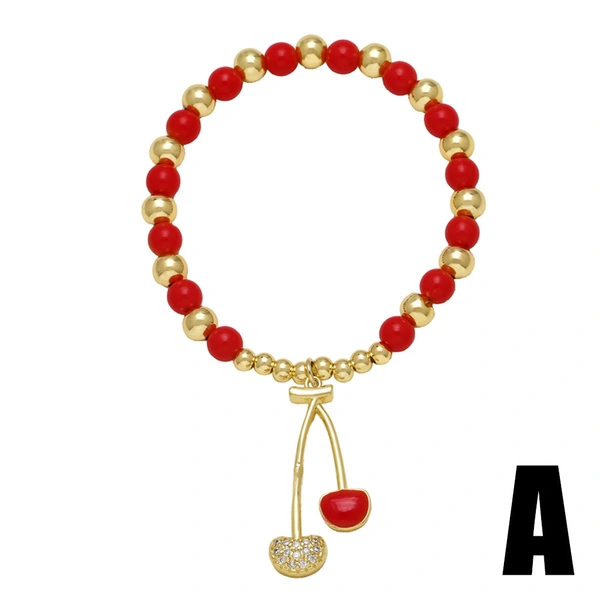 AS jewelry fruit cherry pendant red beaded bracelet hand jewelry brb81 bracelet