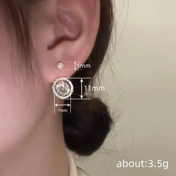  Live broadcast of dreamy imitation pearl earrings, sparkling micro-inlaid zircon earrings, elegant princess temperament jewelry