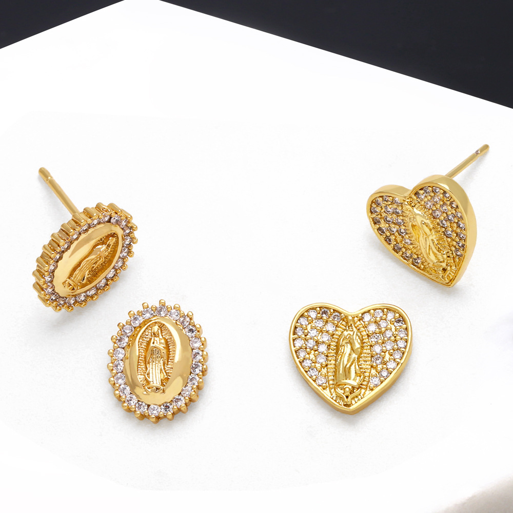 European and American hot-selling jewelry trend geometric round heart-shaped Madonna earrings fashion retro earrings female erq26