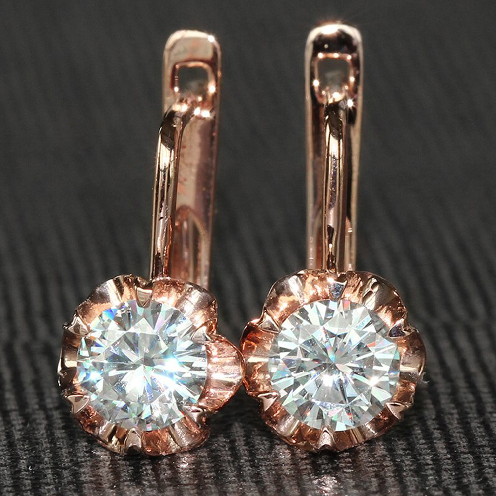 Exclusive supply of elegant and exquisite geometric women's earrings inlaid with zircon and rose gold-plated earrings wholesale