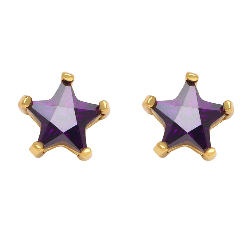 Five-pointed star earrings for women European and American style fashion simple small inlaid colored zircon star earrings era131