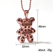 Popular cartoon bear pendant rose gold two-tone zircon men's and women's hip-hop necklace snake bone chain
