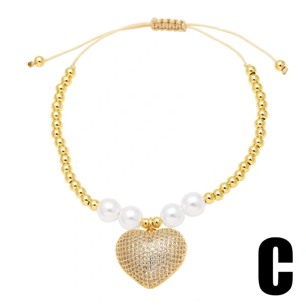 AS jewelry hot selling pearl love pendant bracelet female gold-plated full zircon bracelet brg35