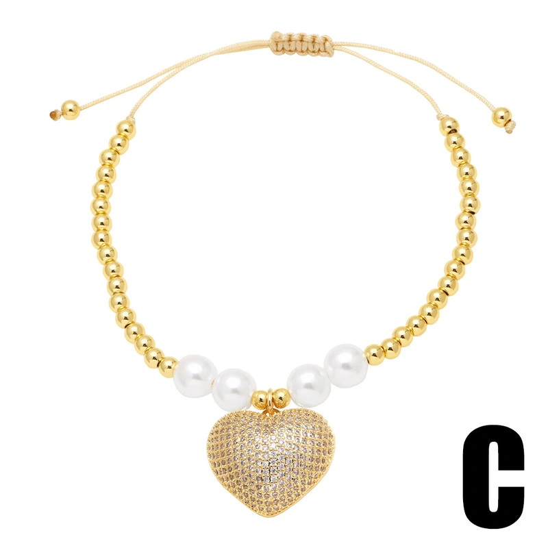 AS jewelry hot selling pearl love pendant bracelet female gold-plated full zircon bracelet brg35