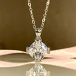  European and American light luxury temperament necklace unique design four claw new style pendant princess fat square diamond necklace