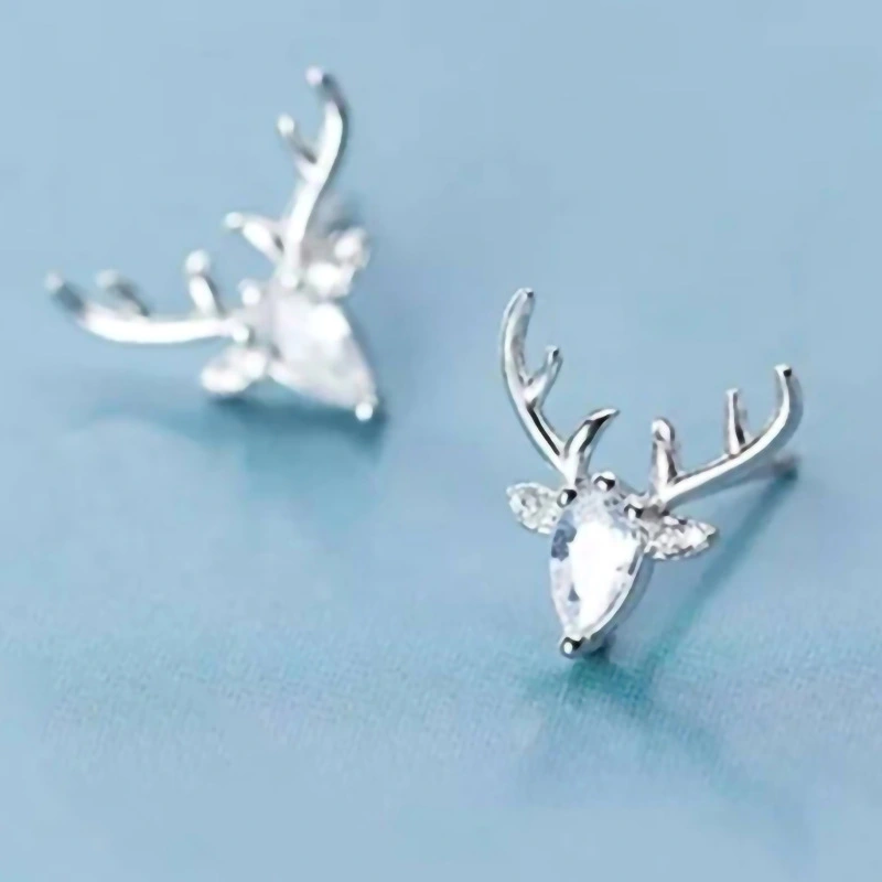  Cute inlaid geometric zircon deer earrings for women Christmas fashion earrings exquisite matching earrings