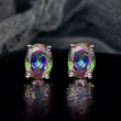 Special earrings dazzling four-claw single diamond earrings for women fashionable and small oval zircon earrings