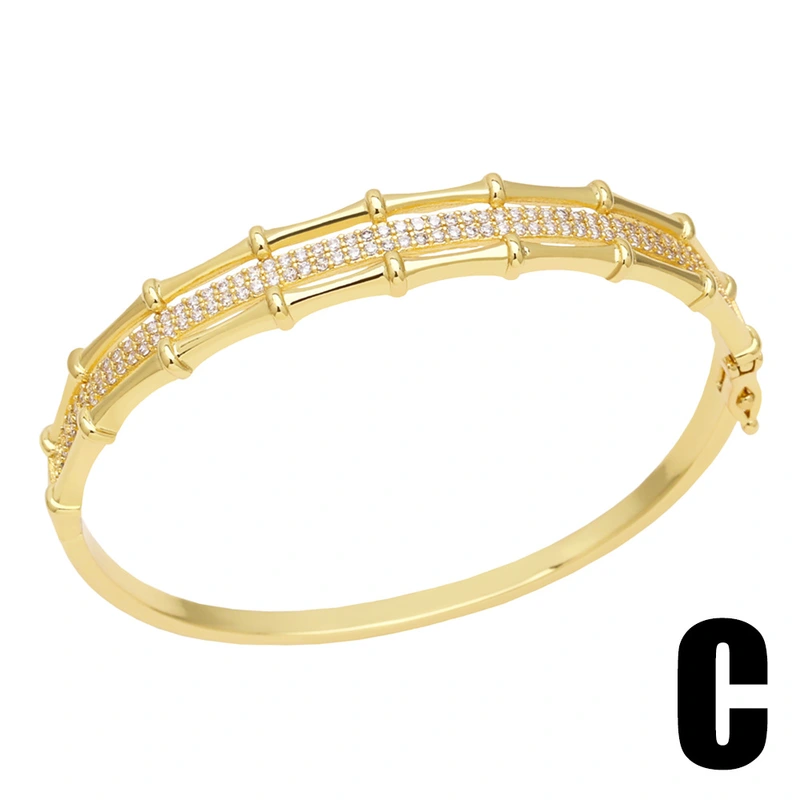 European and American fashion bamboo bracelet niche light luxury inlaid with colored zircon high-end open bracelet female brm24