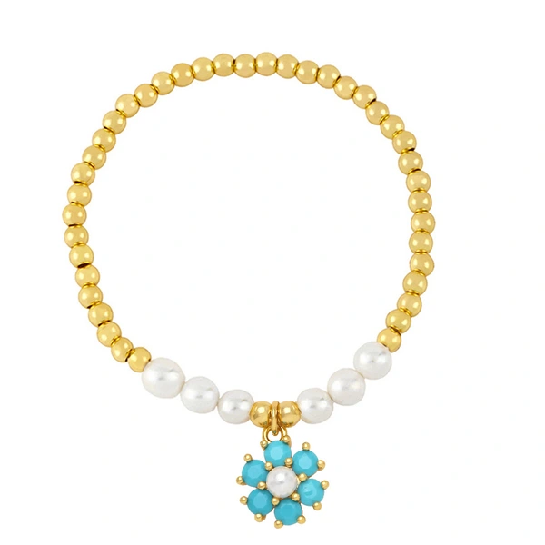 Clearance colored zircon flower beaded pearl bracelet female European and American summer niche design hand jewelry brh86