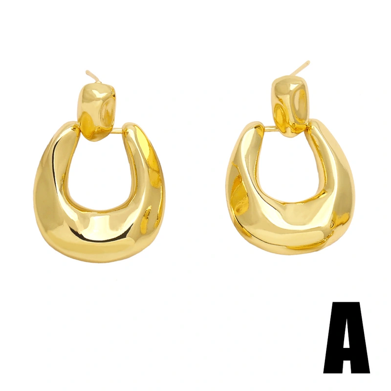 Clearance hot sale geometric gold-plated earrings female simple retro high-end glossy earrings earrings ery22