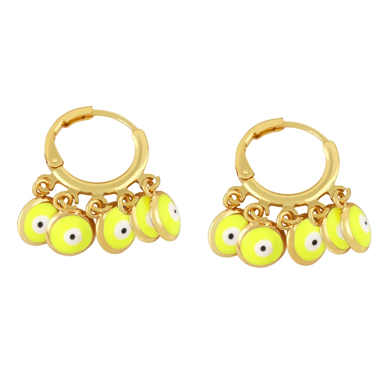 Clearance colorful oil drip tassel earrings female design European and American popular devil eye earrings ery60