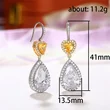 Luxury large teardrop heart-shaped earrings for women, two-tone plated micro-inlaid AAA zircon, fashionable and versatile bridal earrings
