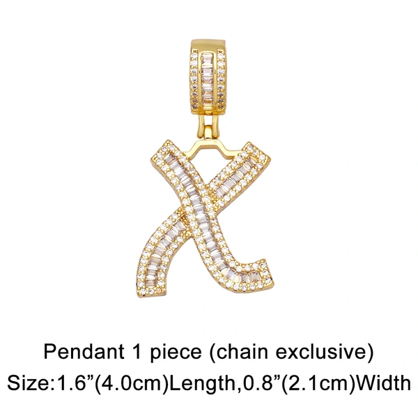 Hot selling zircon English letter necklace European and American fashion hip hop men and women 26 letter necklace nkb174