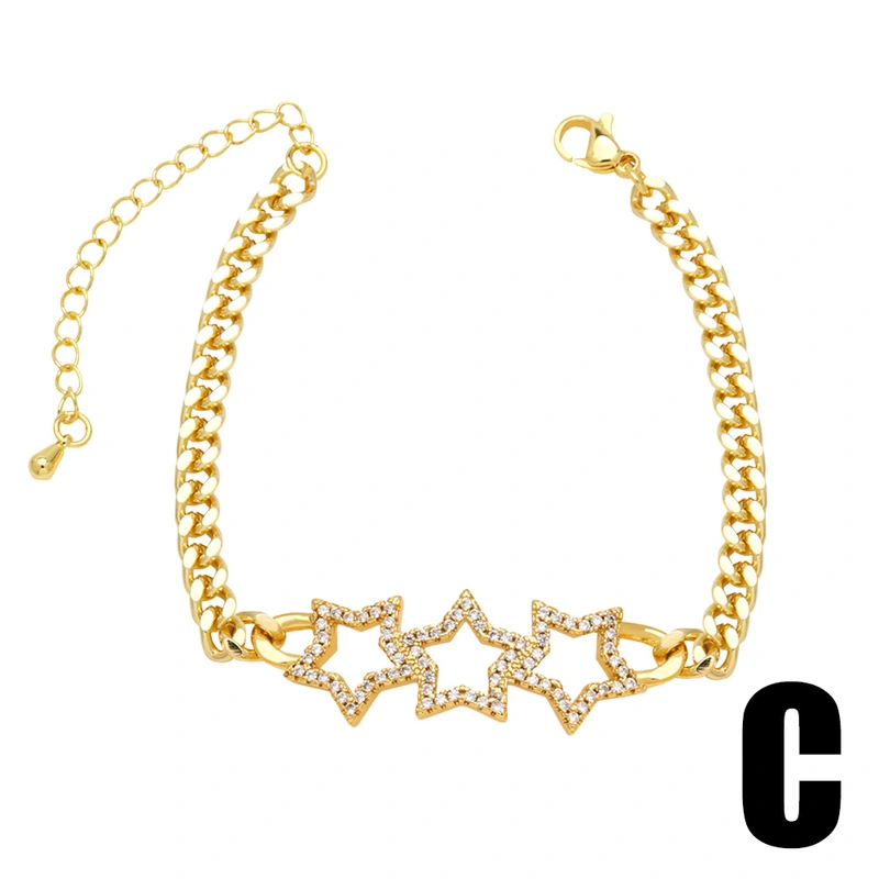 European and American simple fashion star bracelet personality creative inlaid zircon moon hand bracelet jewelry brm29