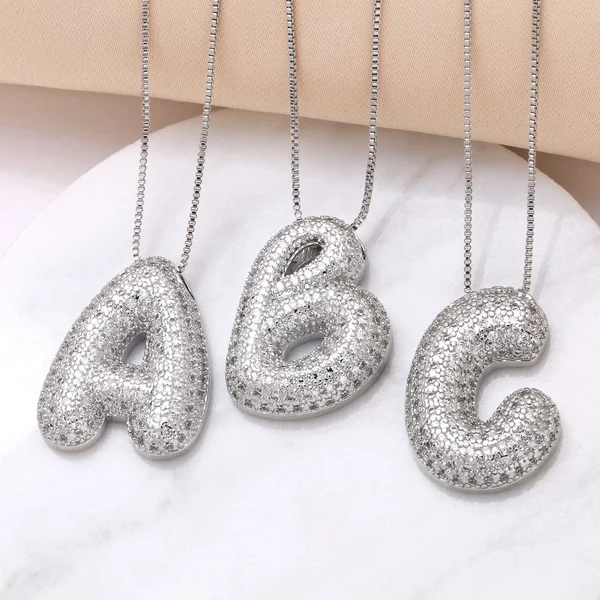 European and American hot-selling 26 English letters pendant necklace copper plated real gold inlaid with zircon clavicle chain nkq71