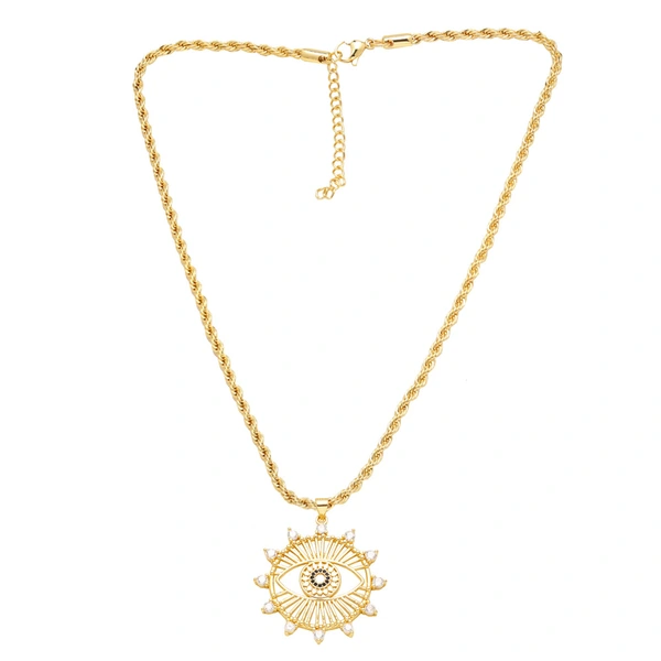 AS jewelry European and American fashion hot selling copper plated real gold eye tree of life pendant necklace clavicle chain nks90