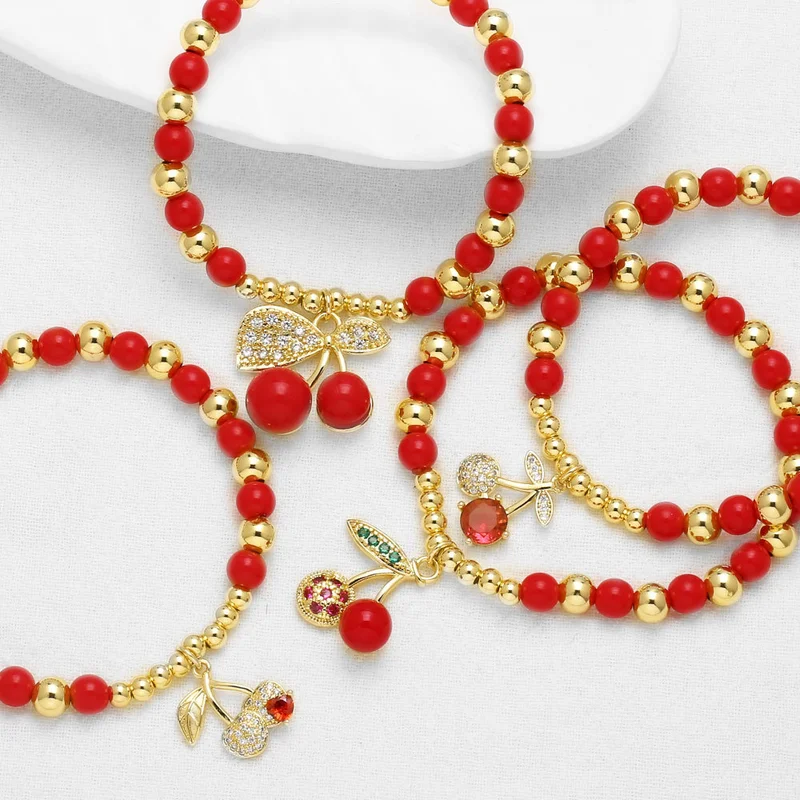 AS jewelry European and American new style inlaid zircon fruit cherry bracelet beaded hand jewelry bre17 bracelet